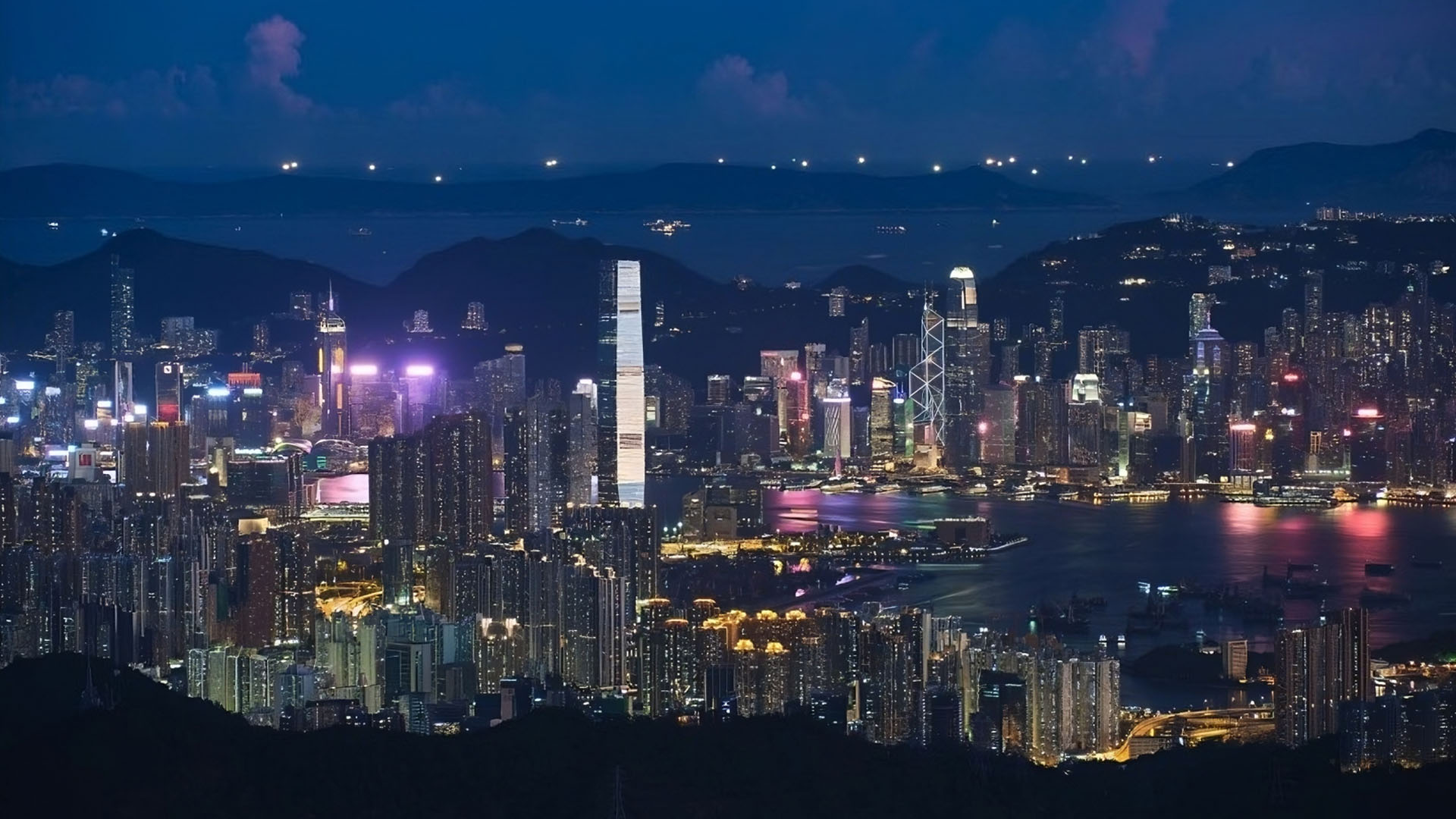 Hong Kong skyline at night